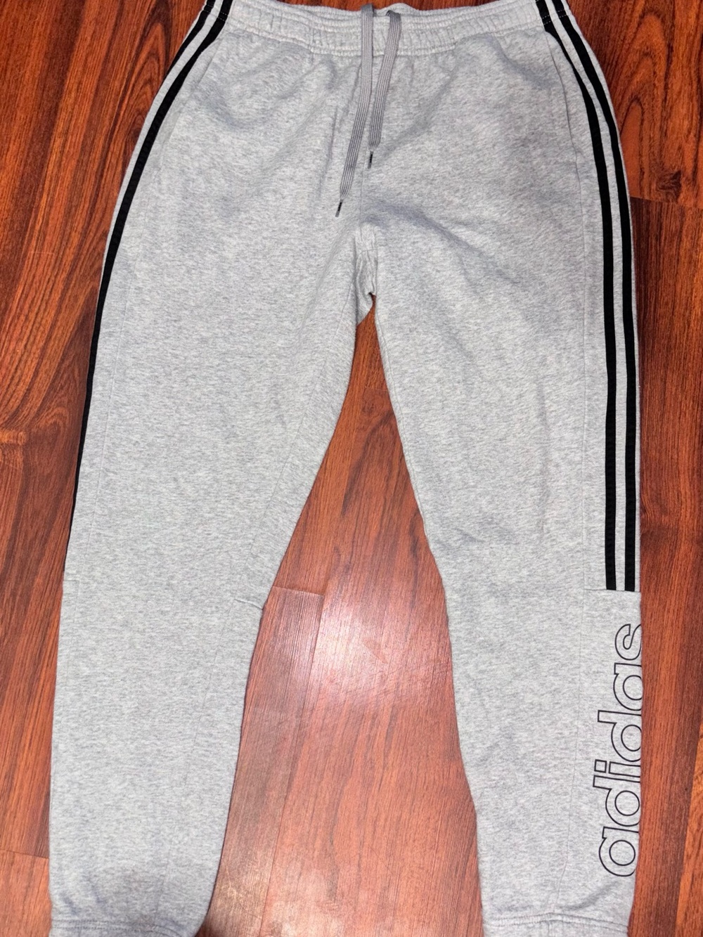 adidas Heather Gray Jogger Sweatpants with Black Stripes
